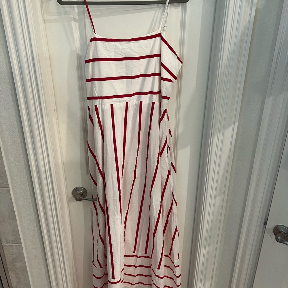 Red striped maxi dress